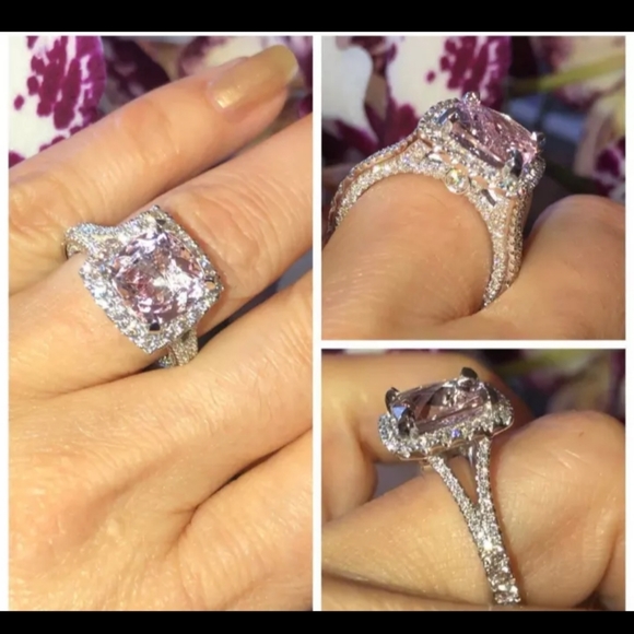 🎀925-5ct. Pink Topaz and Diamonique Ring - Picture 5 of 5